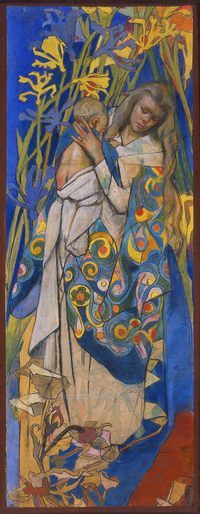 Nowy mural „Caritas – Madonna z Dzieciątkiem” wg Wyspiańskiego na terenie naszej parafii